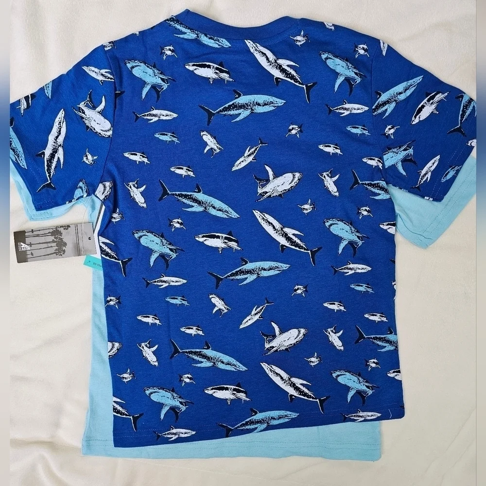 HOLLYWOOD Kids 2pc Short-Sleeve T-Shirt Set Sharks, Blue, Size 7